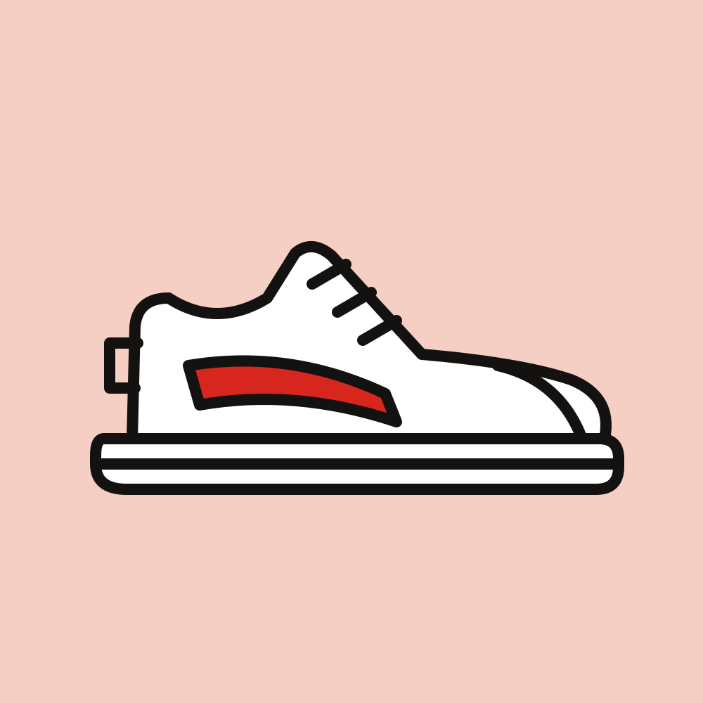 Ilustración de tenis retro sobre fondo rosa